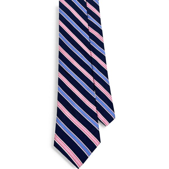 Nautica Silk Tie Striped Repp Pink Blue Vintage 90's - Picture 1 of 7